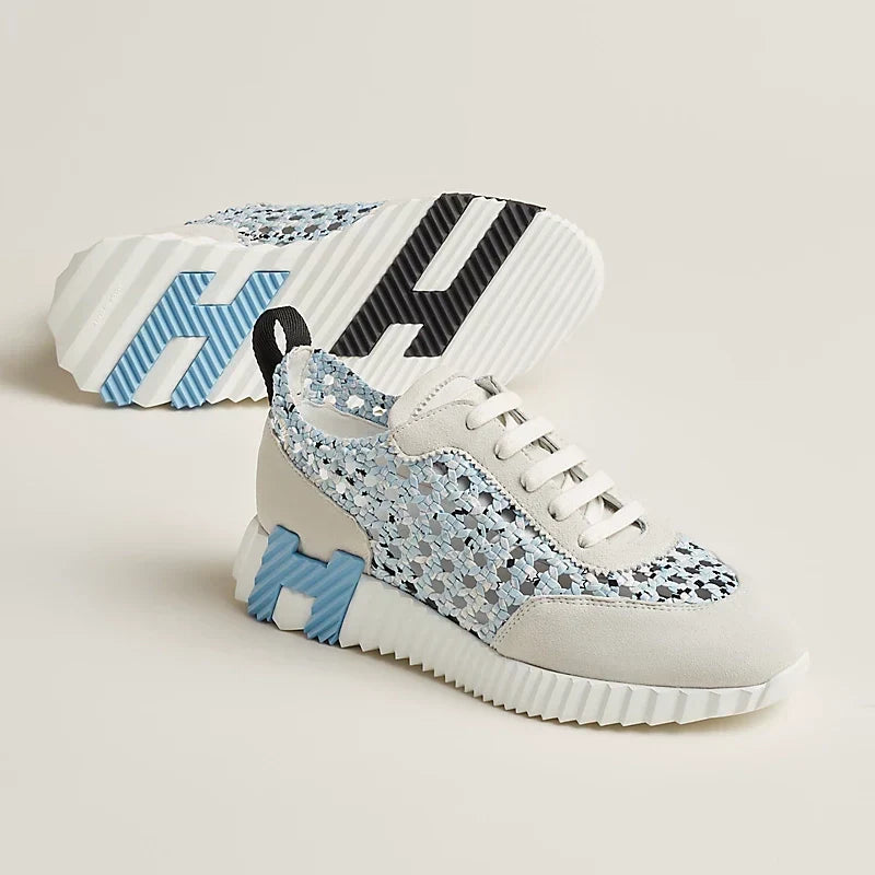 Hermès Bouncing Sneakers Bleu Clair Blanc
