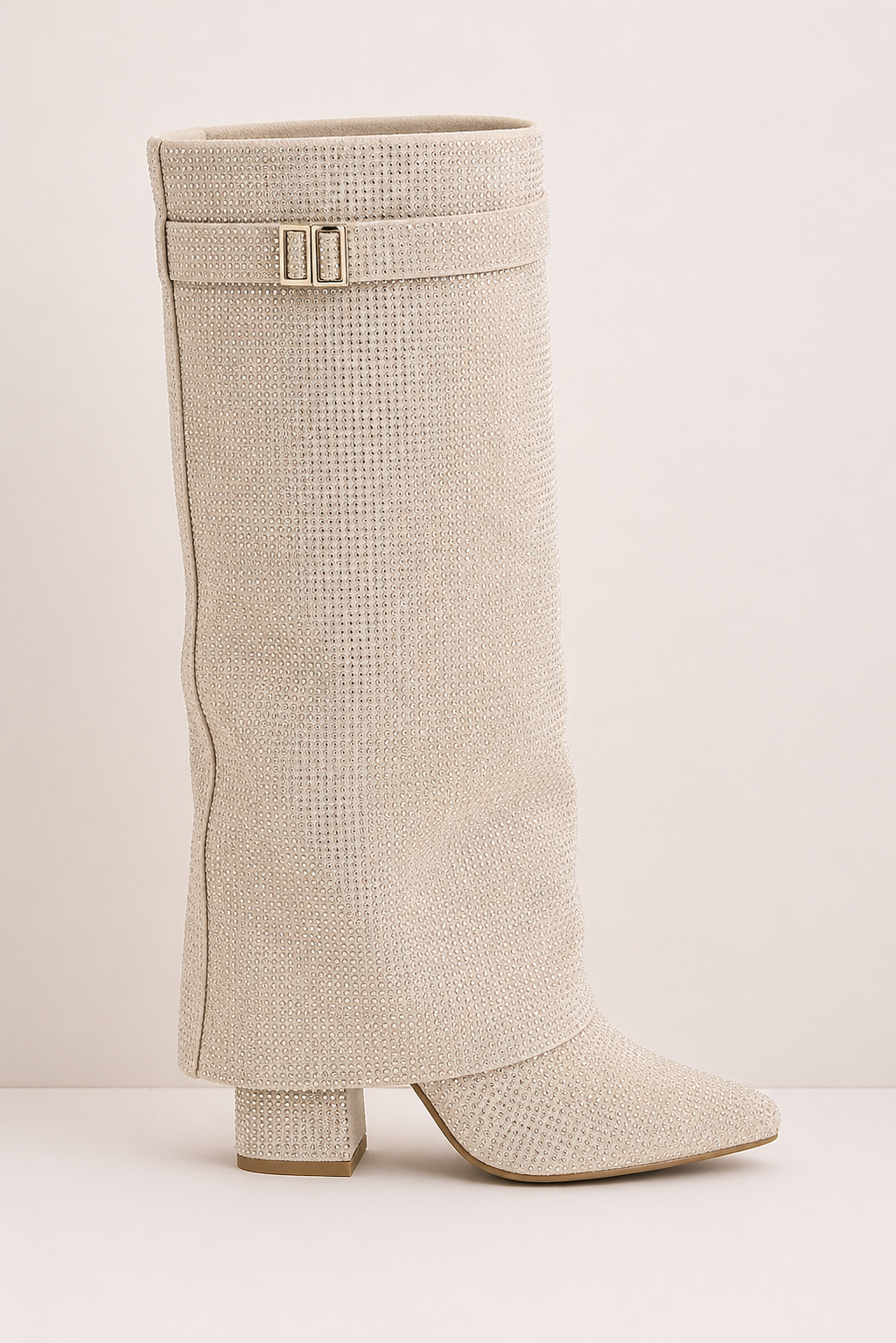Lucia Voss Diamanté Dames Enkellaarsjes Beige