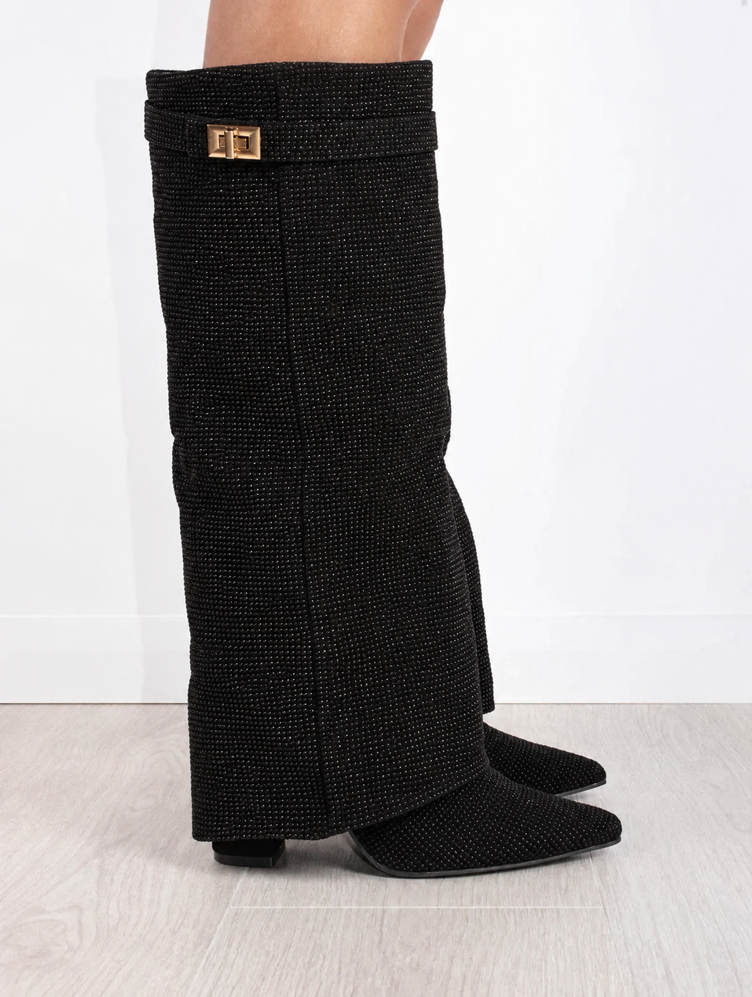 Diamanté Dames Laarzen Zwart